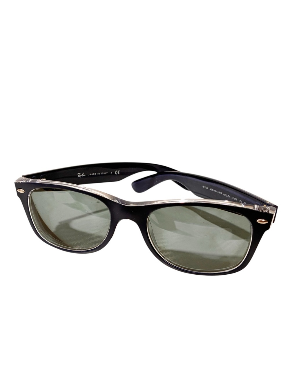 Ray-Ban Wayfarer Color Green Lens Blue Frame Sunglasses PRESCRIPTION